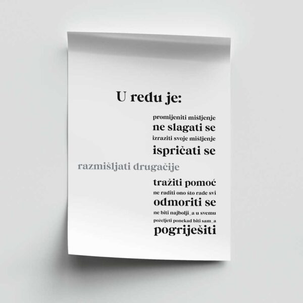 U redu je